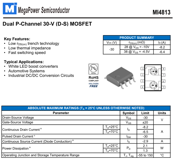 MI4813ȫAO4803 mڟo F؛