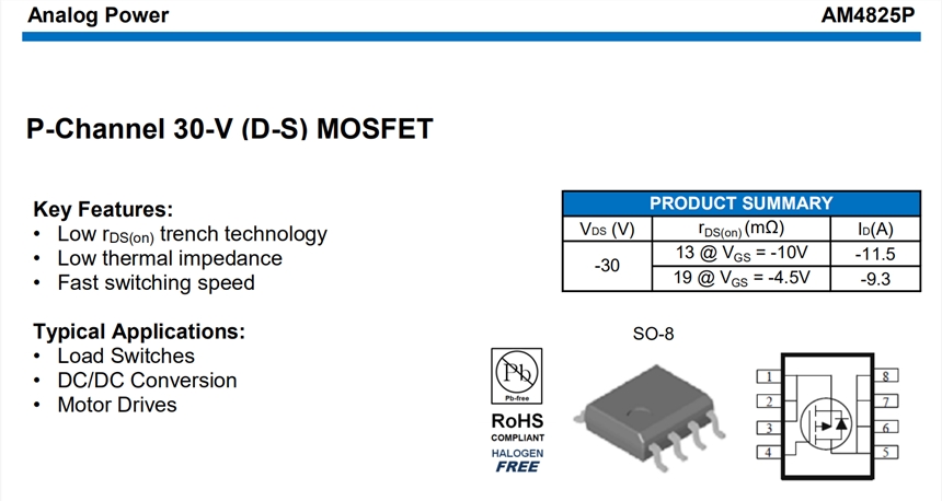 AM4825P-T1-PF mڜy؃x 늳 PIN-PINAO4435 F؛