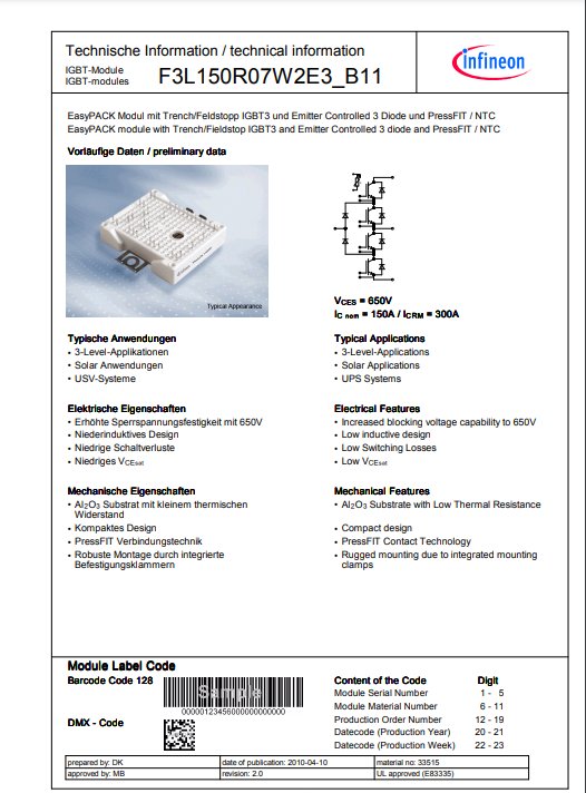 ӢwIGBT\/ģKF3L150R07W2E3_B11